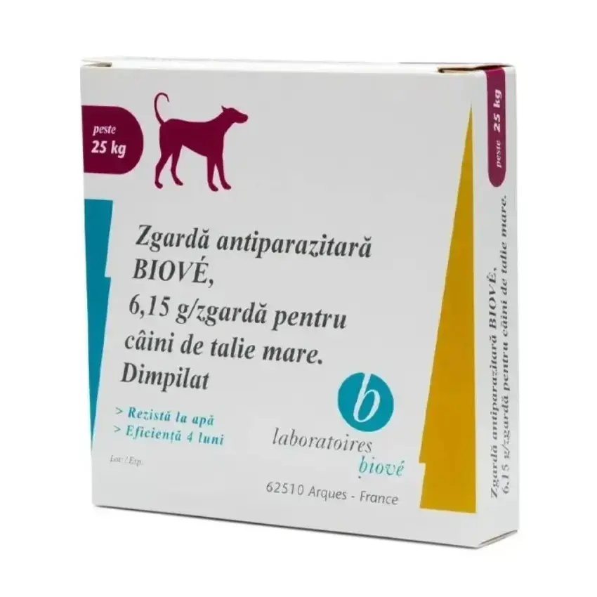 Biove Zgarda Antiparazitara Caini peste 25kg, 65cm (Data expirare produs: 30.07.2026)