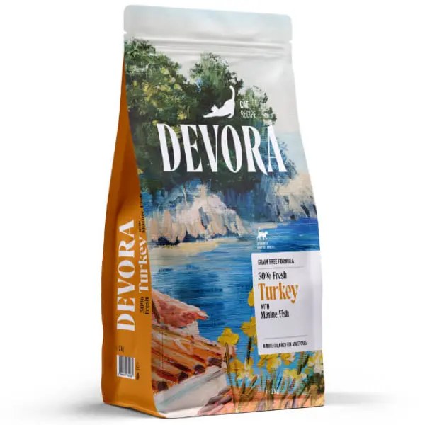 DEVORA GRAIN-FREE CAT ADULT STERILISED CURCAN SI HERING 7.5KG