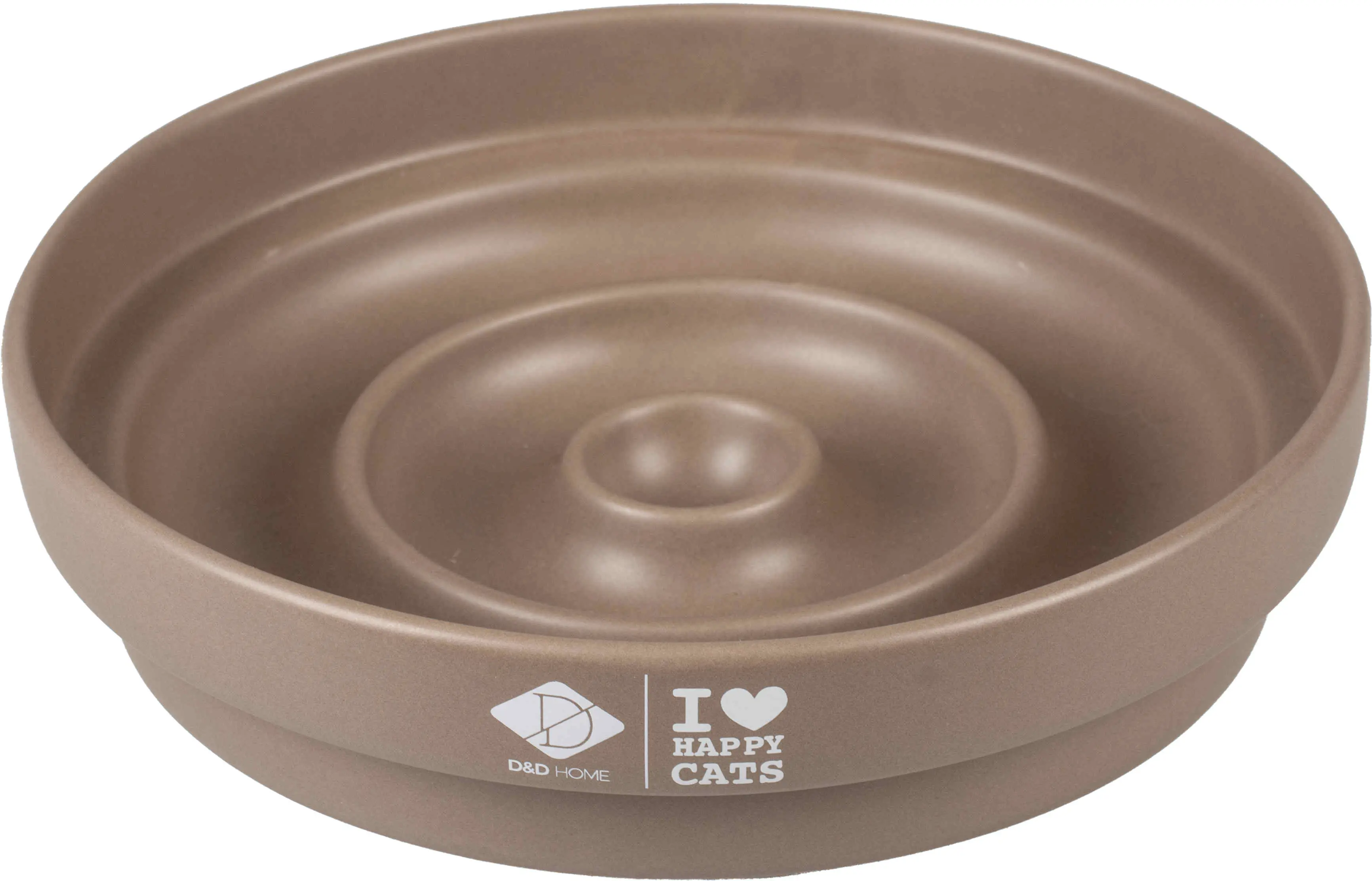 I LOVE HAPPY CATS Bol pisici, din ceramica SUE, pt hranire lenta DROP, 20x4,5 cm