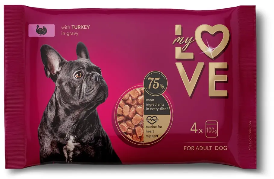 MY LOVE Multipack Hrana umeda pentru caini, Curcan 4x100g