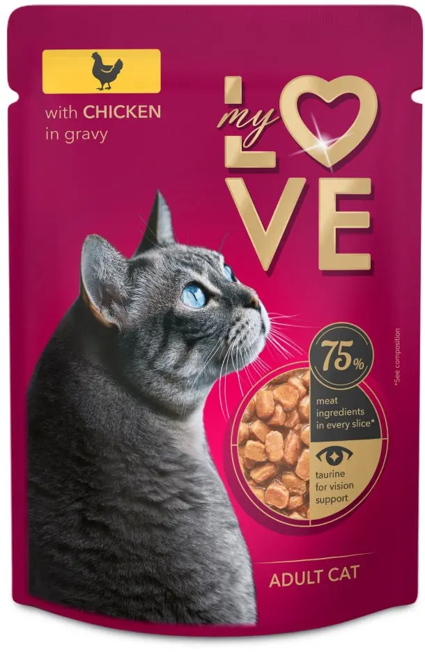 MY LOVE Plic Hrana umeda pentru pisici, cu Pui in sos 85g