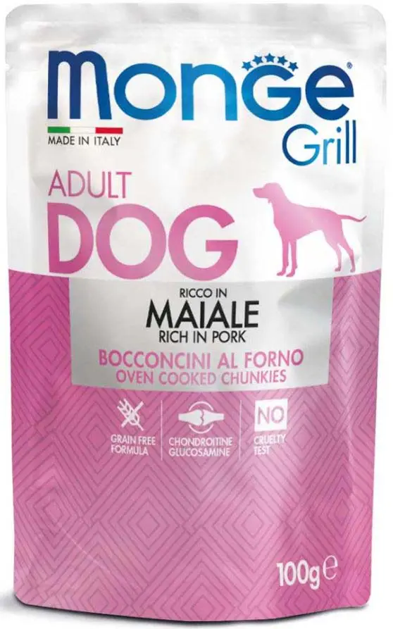 MONGE Grill Plic hrana umeda pentru caini, cu Porc 100g
