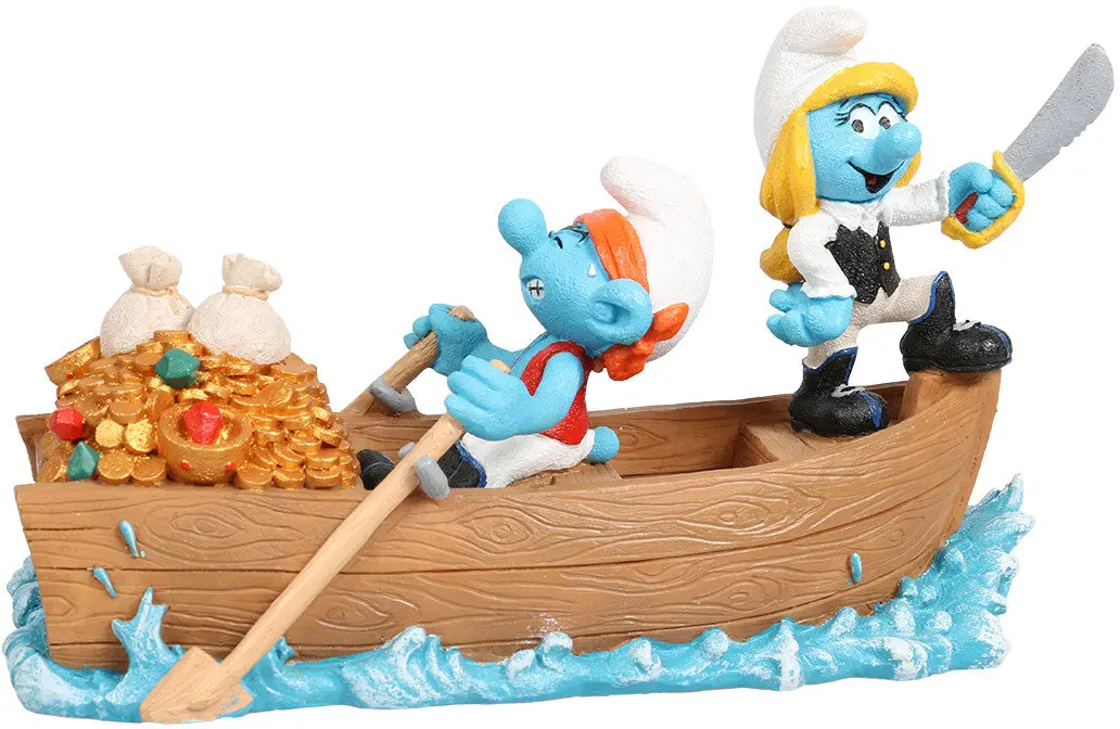 OUTLET STRUMFI Decoratiune pentru acvarii, Strumfi Pirati, 18,7x8,2x10,8cm