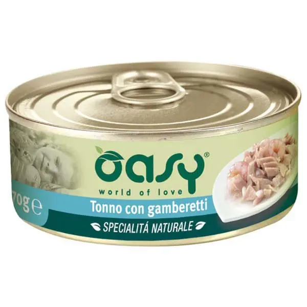 OASY Conserva pentru pisici, File de Ton si Creveti, in sos 150g