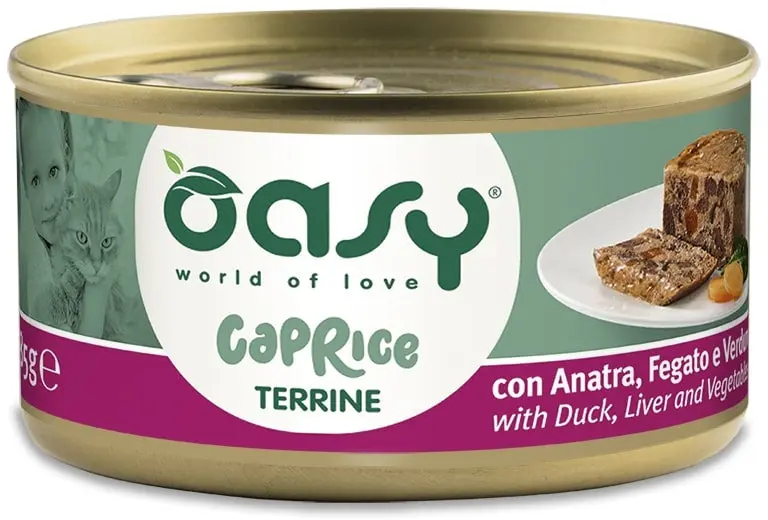 OASY CAPRICE Conserva pentru pisici, Terina cu Rata si Legume 85g