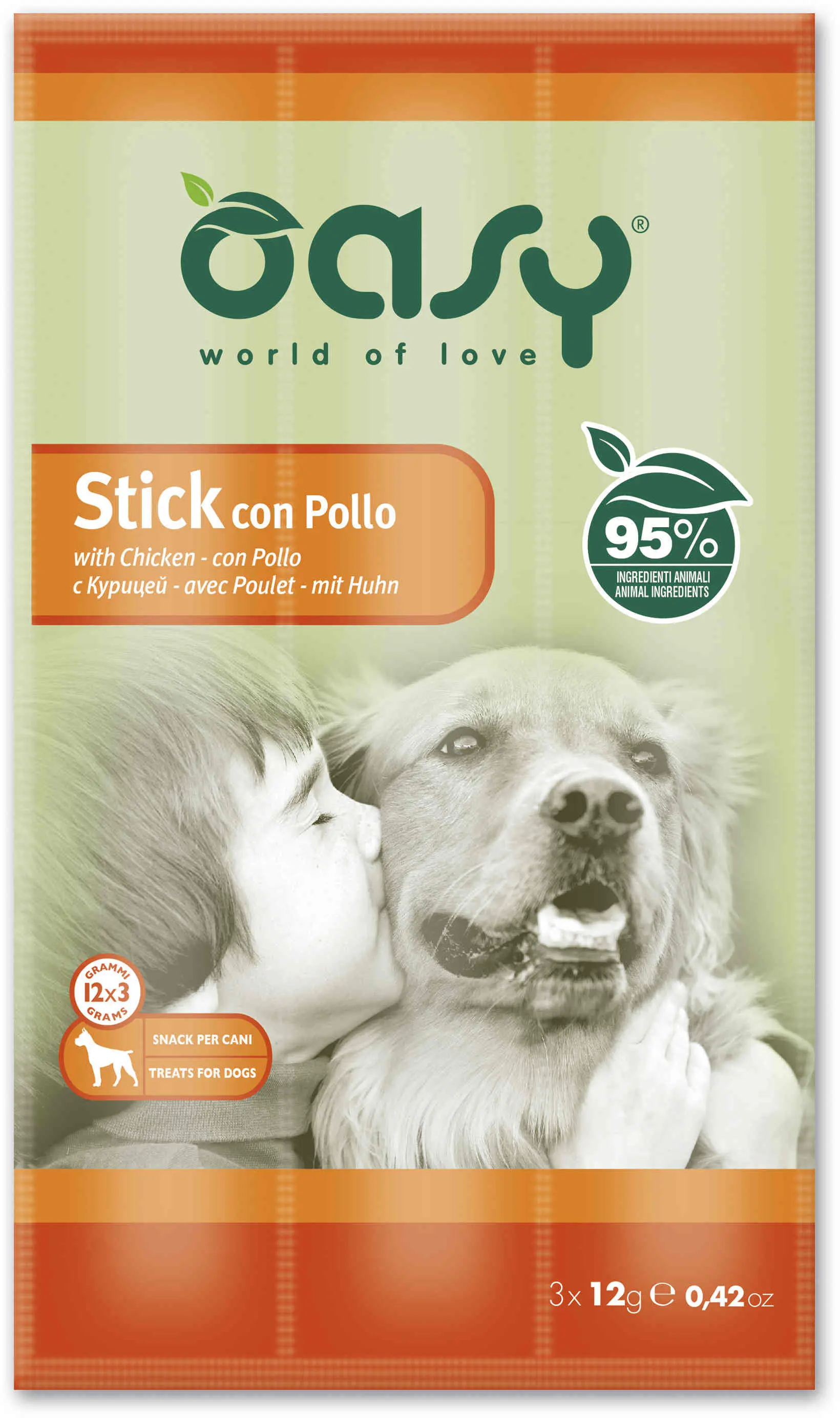 OASY Delicatese pentru caini, Sticks cu Pui 3x12g