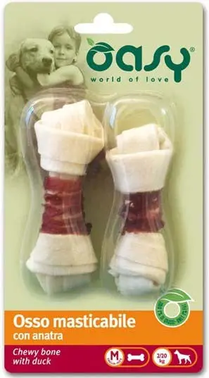 OASY Delicatese pentru caini Os de mestecat cu Rata, marime M, 2 bucati 54g