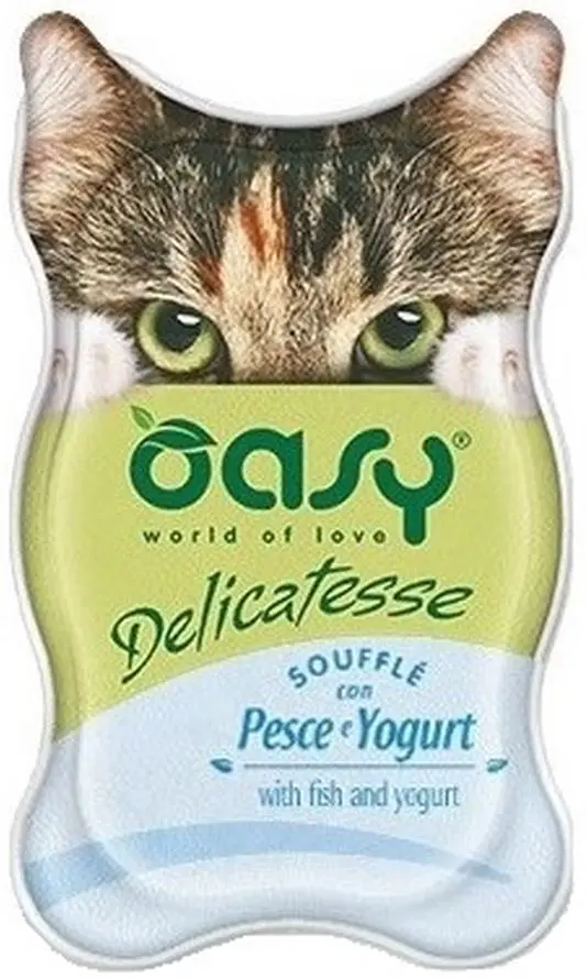 OASY Delicatesse Souffl Pate pentru pisici, cu Peste si Iaurt 85g