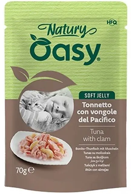 OASY Natury Plic pentru pisici, cu Ton si Scoici, in jeleu 70g