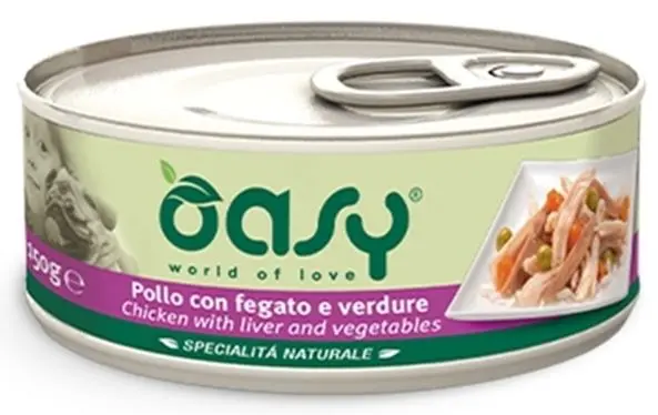 OASY Specialita' Naturali Conserva pentru caini, cu Pui, Ficat si Legume 150g