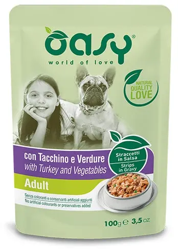 OASY Plic hrana umeda pentru caini Adult, cu Legume si Curcan 100g