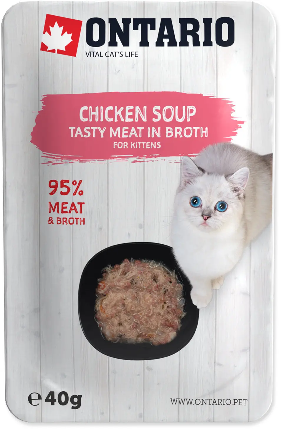 ONTARIO KITTEN Plic pentru pisicute, Supa cu Pui, Morcov si Orez 40g