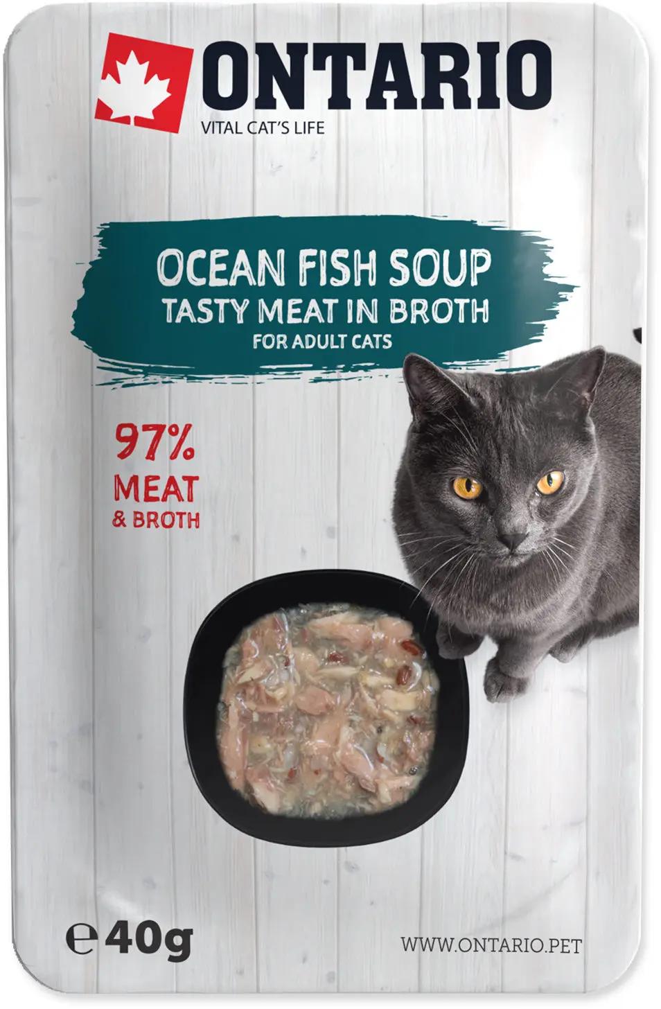 ONTARIO Plic pentru pisici adulte, Supa cu Peste Oceanic si Legume 40g