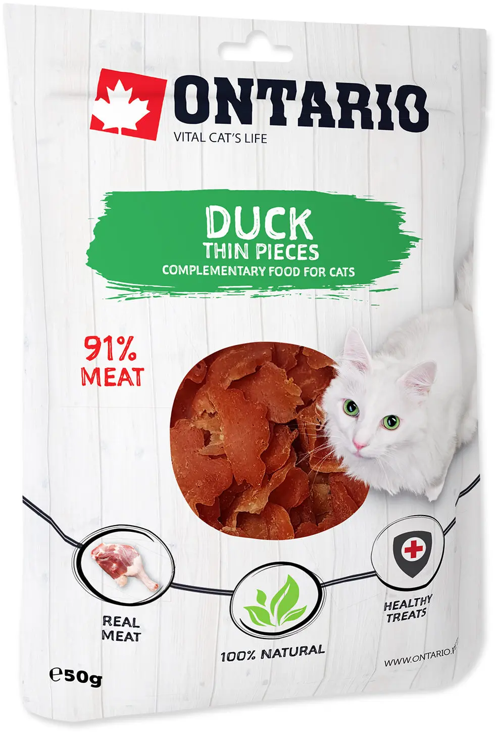 ONTARIO Recompensa pentru pisici adulte, Bucatele de Rata 50g