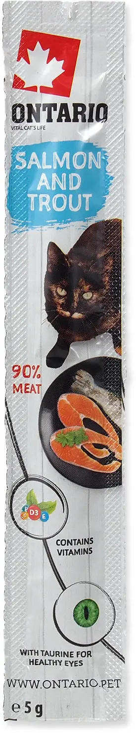ONTARIO Recompensa pentru pisici adulte, Stick cu Somon si Pastrav 5g