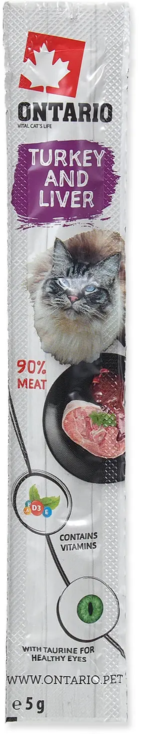 ONTARIO Recompensa pentru pisici adulte, Stick Curcan si Ficat 5g