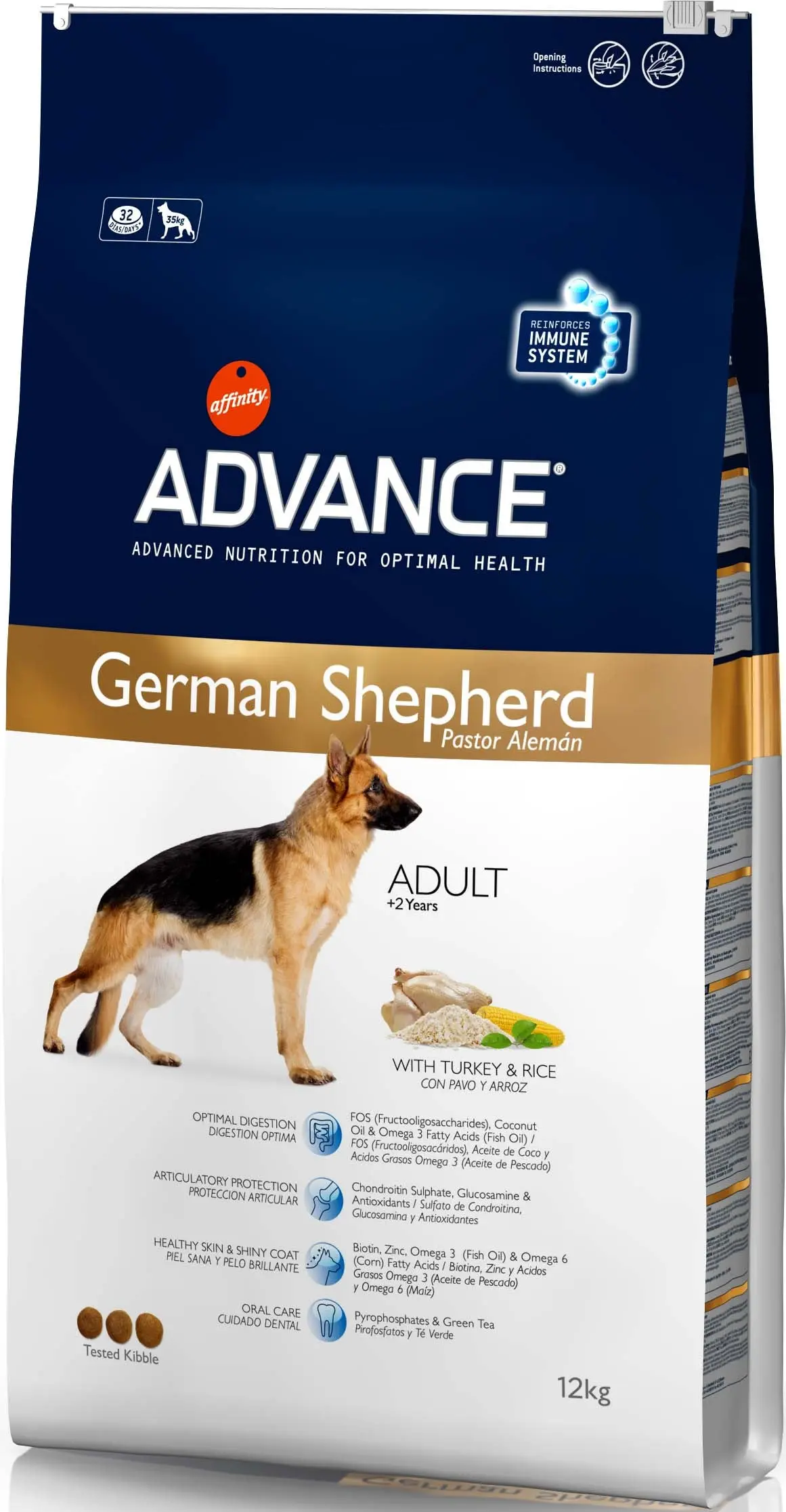 ADVANCE German Shepherd - Hrana pentru caini, cu Curcan si orez, 12kg