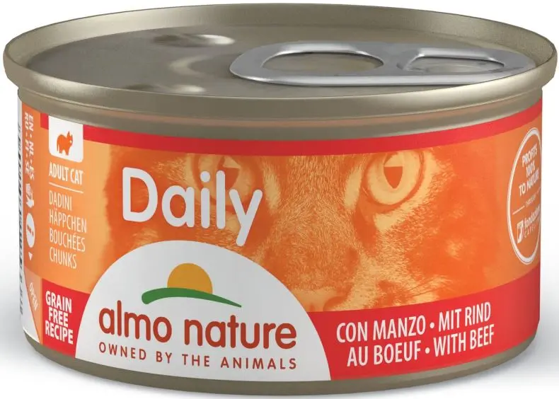 ALMO NATURE DAILY Chunks Conserva pentru pisici, cu vita 85g