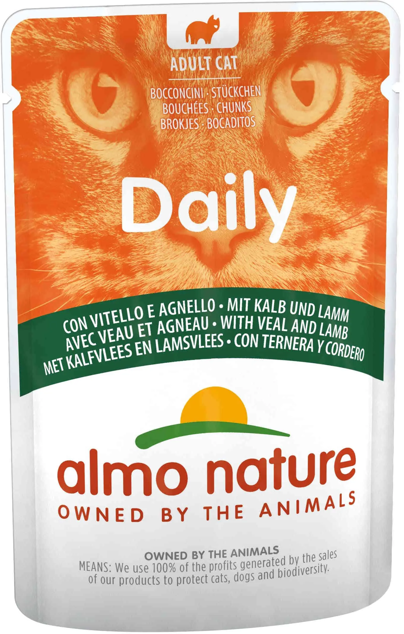 ALMO NATURE DAILY Plic pentru pisici, cu vitel si miel 70g