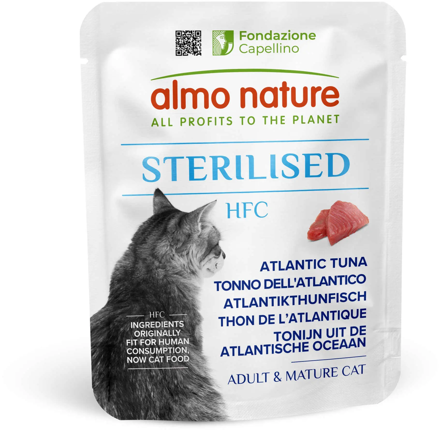 ALMO NATURE HOLISTIC Plic pentru pisici sterilizate, cu Ton din Atlantic 50g
