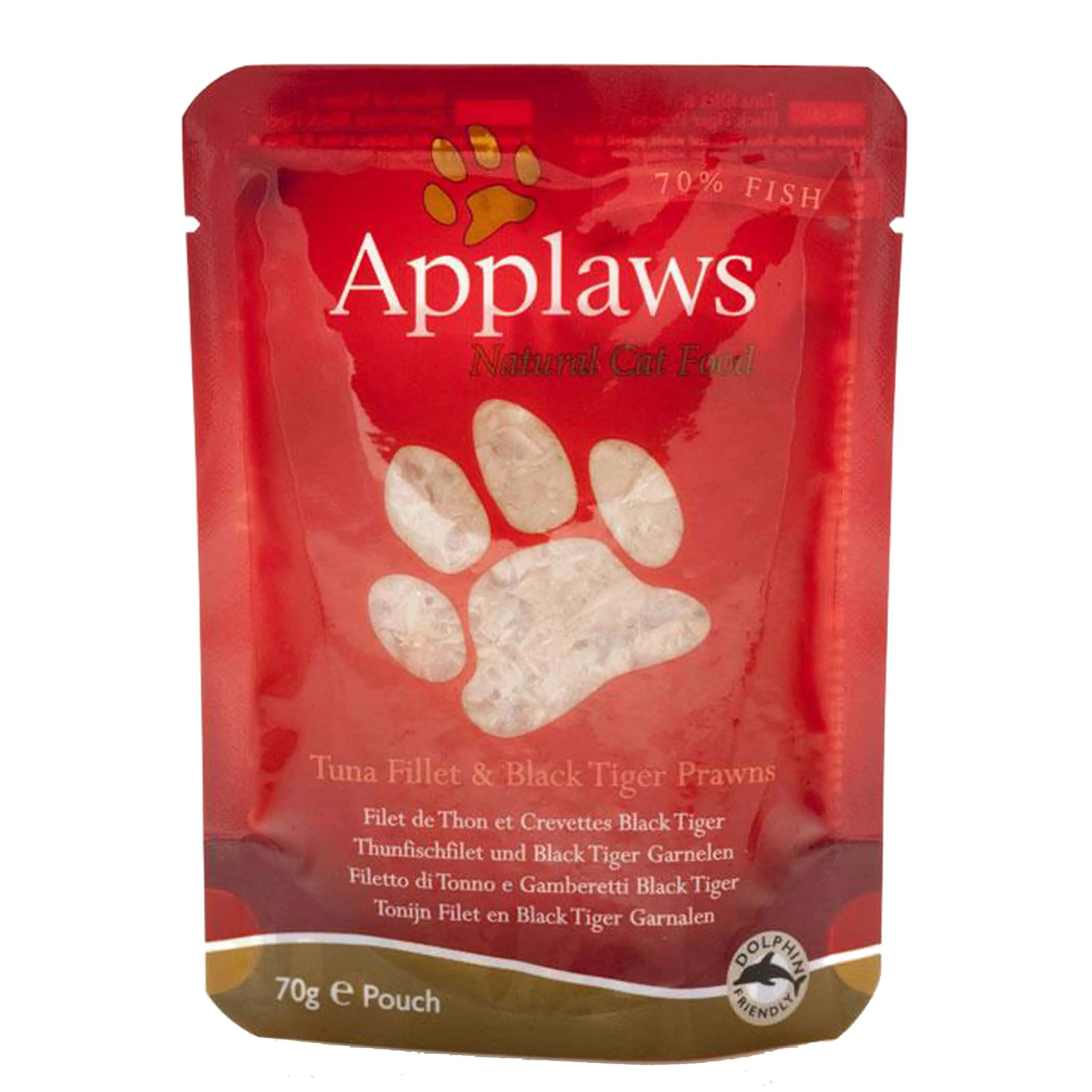 APPLAWS Plic hrana umeda pt pisici, cu File de Ton si Creveti Black Tiger 70g