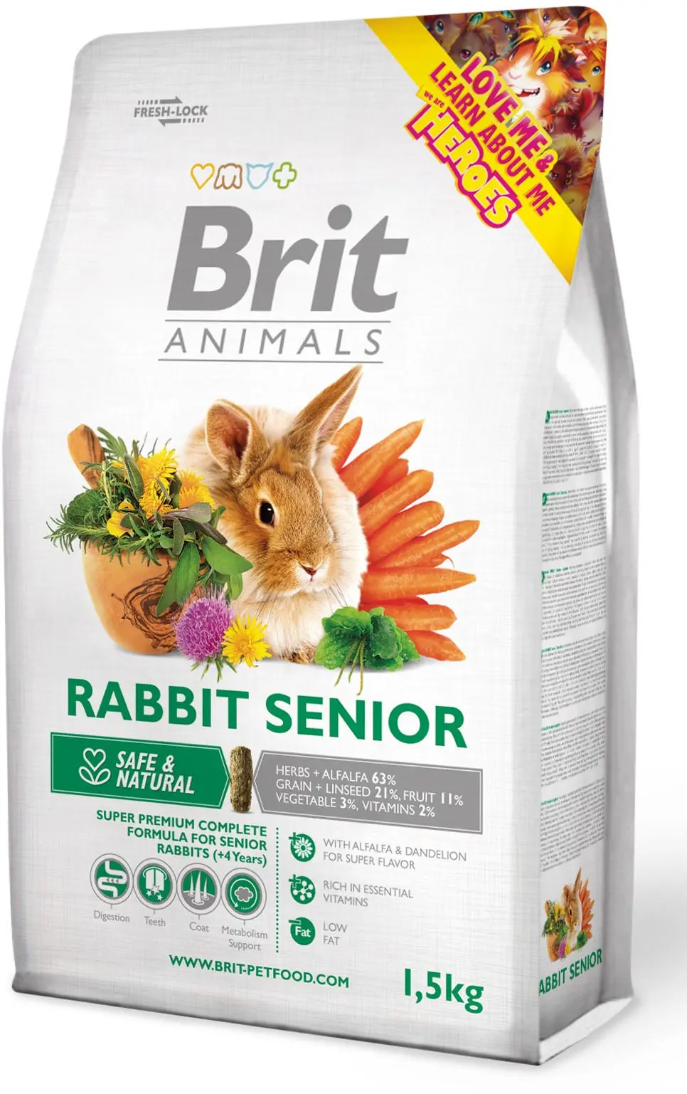 BRIT ANIMALS Rabbit SENIOR, hrana completa pentru iepuri seniori