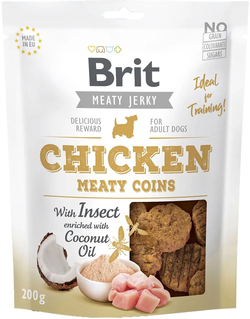 BRIT Jerky Recompensa pentru caini, bucatele cu Pui si Insecte