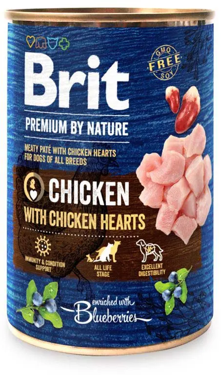 BRIT Premium by Nature Conserva pentru caini, Pui cu inimi 400g