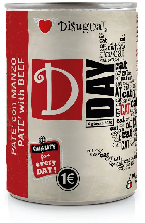 DISUGUAL D-Day Conserva pentru pisici, pate cu vita 400g