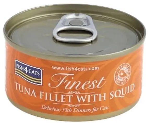 FISH4CATS Finest Conserva pentru pisici, cu file de Ton si Calamar 70g