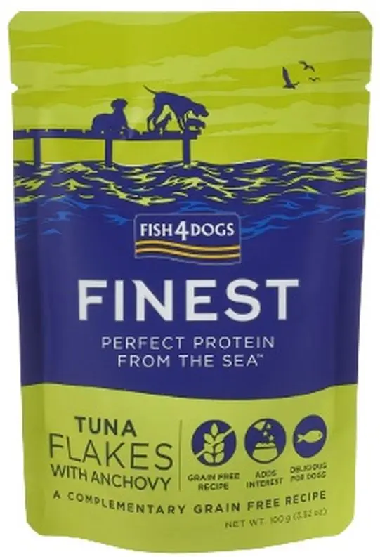 FISH4DOGS Finest Plic pentru caini, cu bucati de Ton si Ansoa 100g
