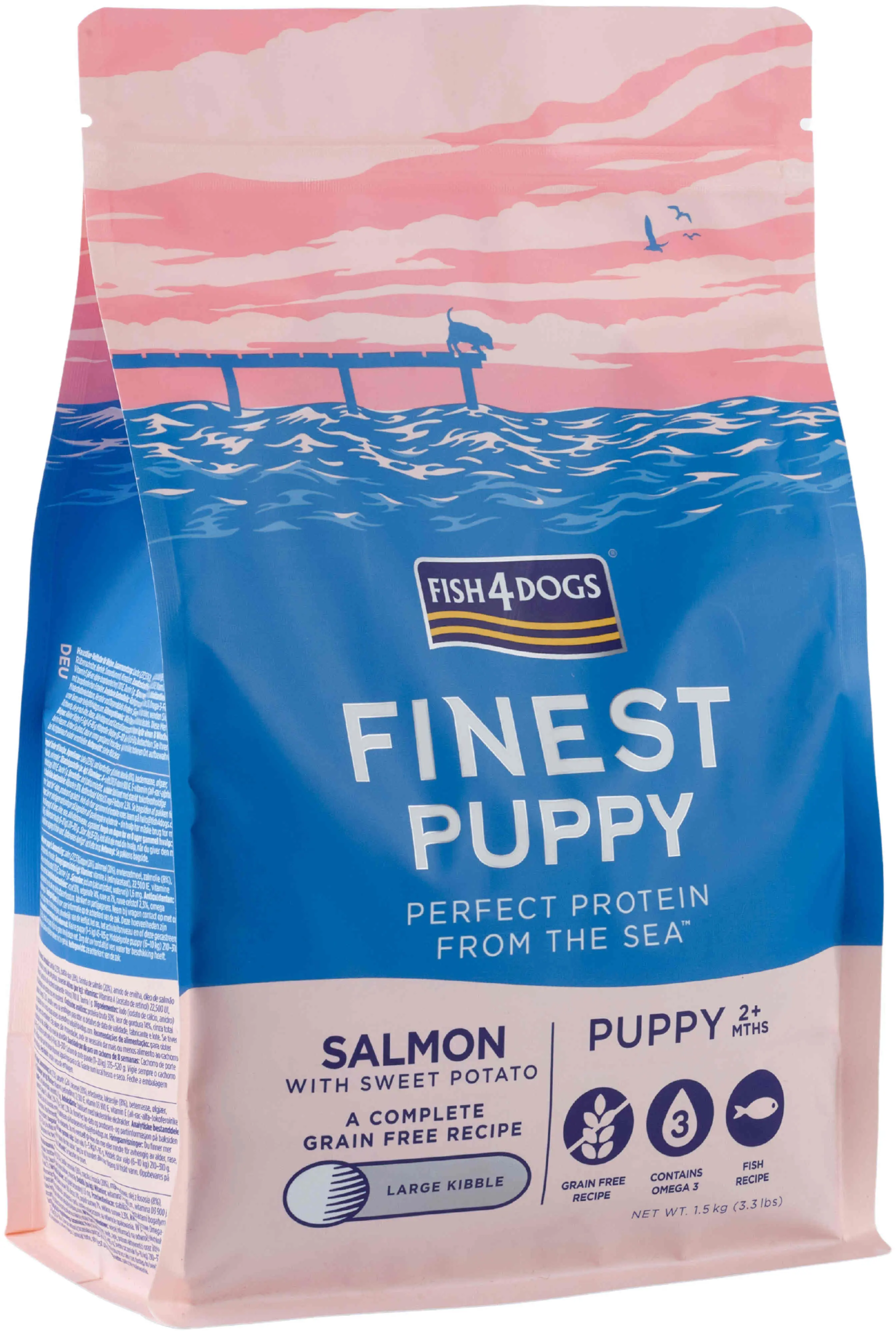 FISH4DOGS Finest PUPPY Somon si Cartofi dulci, Large Kibble