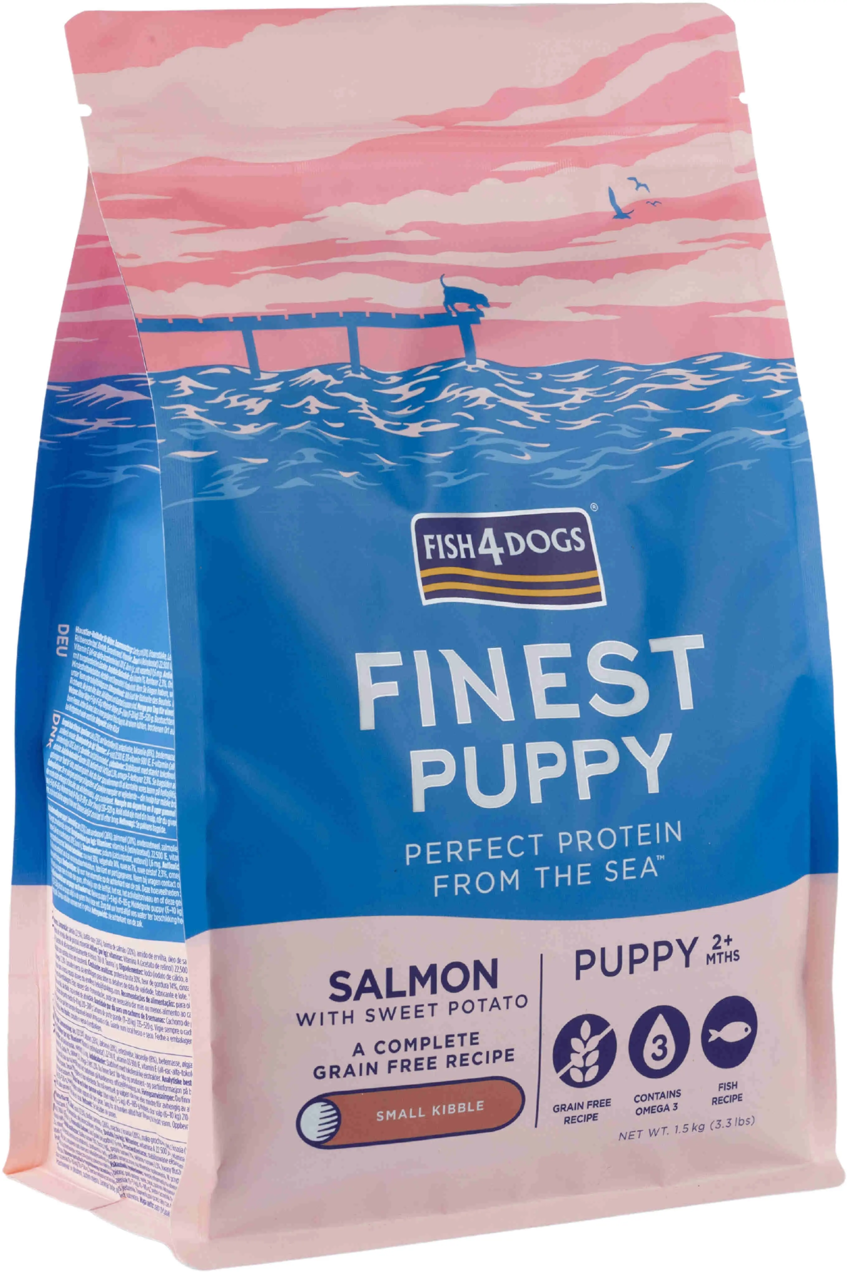FISH4DOGS Finest PUPPY Somon si Cartofi dulci, Small Kibble