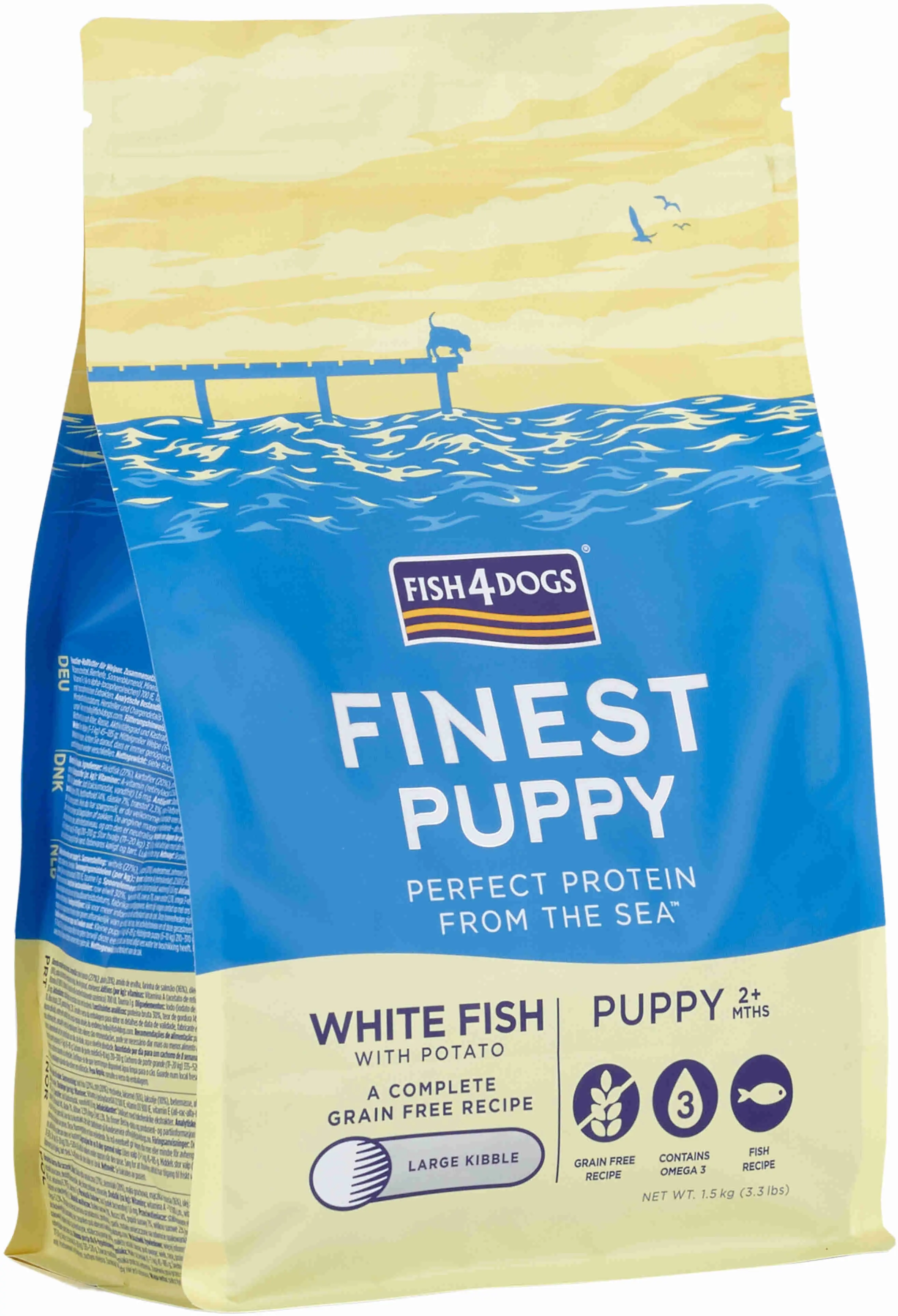 FISH4DOGS Finest PUPPY Peste alb si Cartofi, Large Kibble