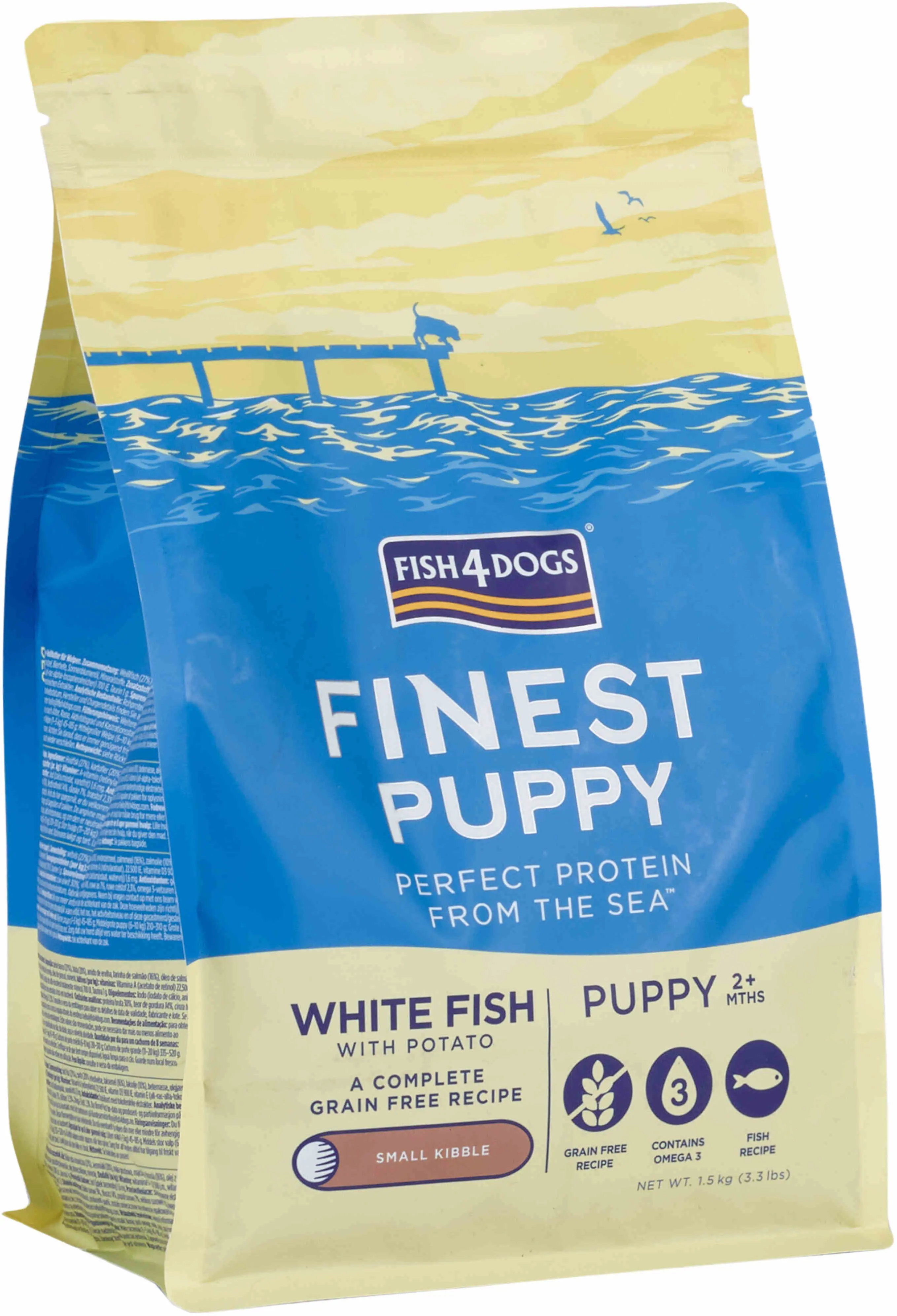 FISH4DOGS Finest PUPPY Peste alb si Cartofi, Small Kibble