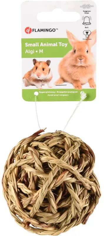 FLAMINGO Jucarie pentru rozatoare Ball+Bell, cu iarba de mare