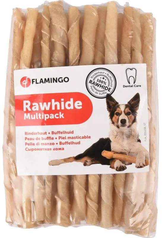 FLAMINGO Rawhide Batoane rasucite pentru mestecat 50 bucati 190-200g, 12,5 cm