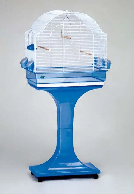 FOP Colivie pentru pasari CHIARA alba cu suport, 56,5x36x60cm