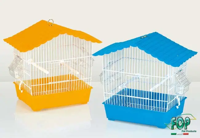 FOP Colivie pentru pasari SARA alba, tavita diferite culori 35,5x21x32,5cm