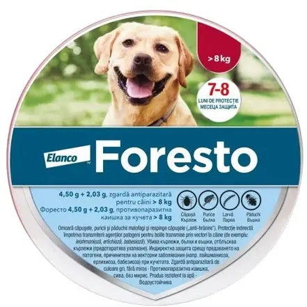 FORESTO Zgarda Antiparazitara pentru Caini de Talie Medie si Mare (8kg)