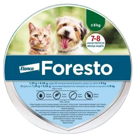 FORESTO Zgarda Antiparazitara pentru Caini de Talie Mica (8kg) si Pisici