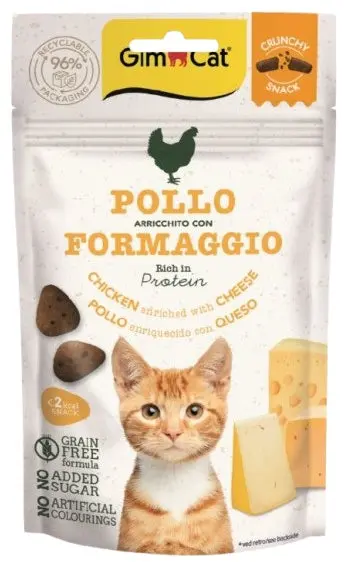 GIMCAT Crunchy SNACKS Recompense pentru pisici, cu Pui si branza 50g