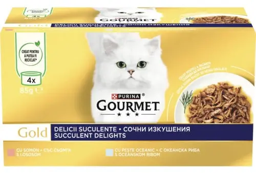 GOURMET GOLD Succulent Delight Pachet conserve pentru pisici, cu Somon 85g