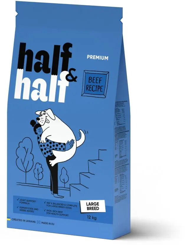 HALF&HALF Hrana uscata pt caini de talie mare, cu Vita