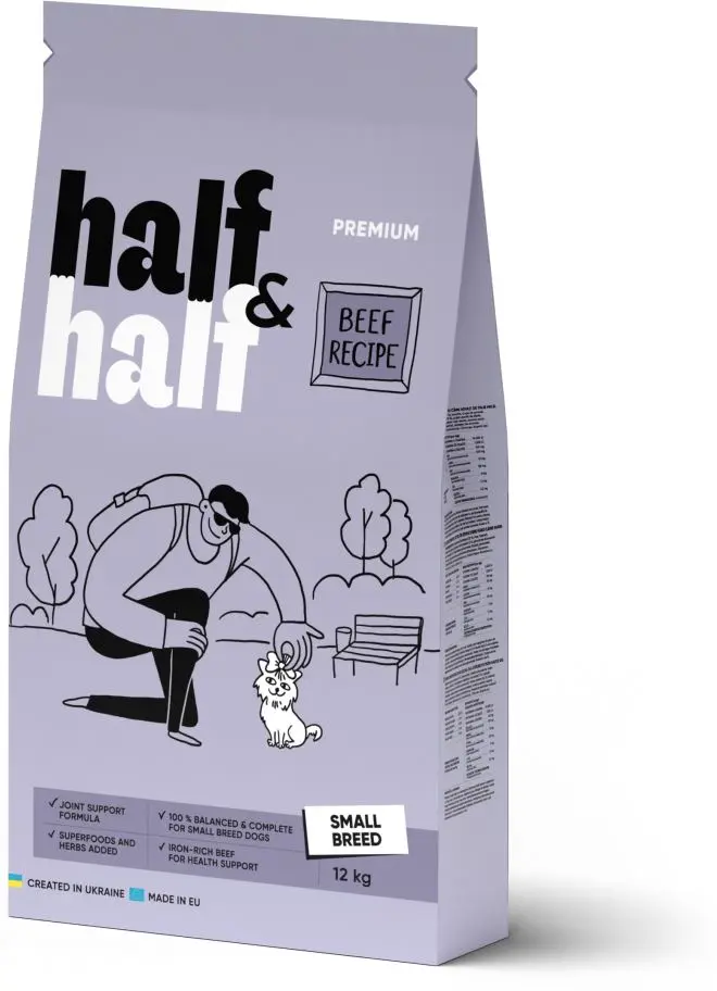 HALF&HALF Hrana uscata pt caini de talie mica, cu Vita