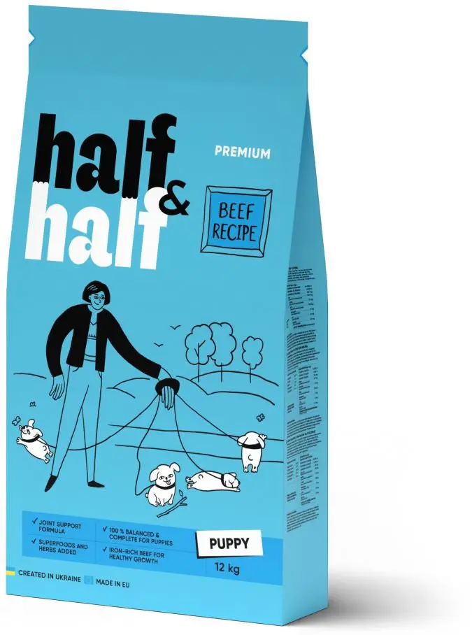 HALF&HALF Hrana uscata PUPPY, pentru catei de toate rasele, cu Vita