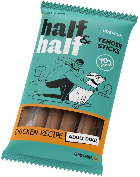 HALF&HALF Recompense pentru caini, batoane cu Pui 100g