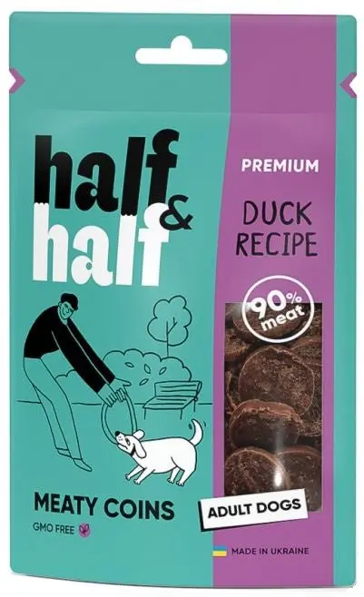 HALF&HALF Recompense pentru caini, bucatele cu Rata 100g