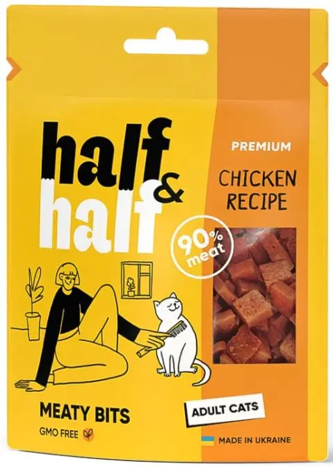 HALF&HALF Recompense pentru pisici, bucatele cu Pui 50g