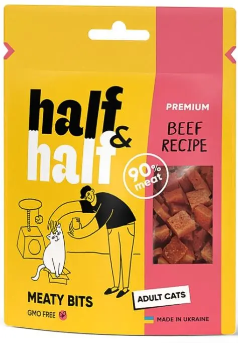 HALF&HALF Recompense pentru pisici, bucatele cu Vita 50g